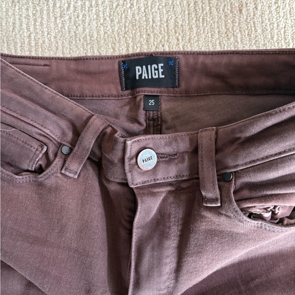 PAIGE Denim Verdugo Skinny Jeans in chocolate brown, size 25
